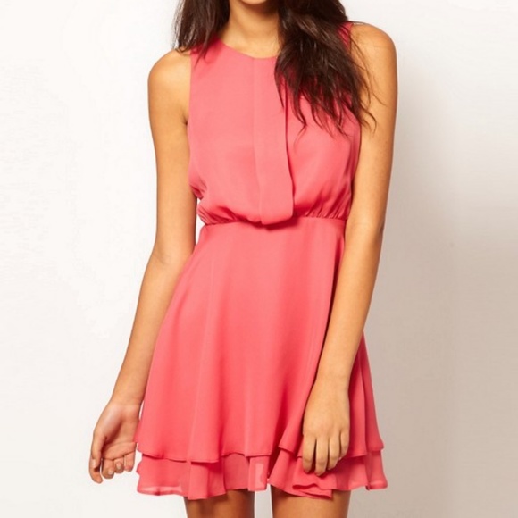 ASOS Dresses & Skirts - ASOS Skater Fit and Flare Dress Keyhole Back Pink